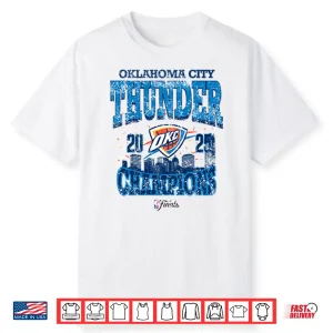Oklahoma City Thunder 2025 Nba Finals Champion Confetti Skyline Shirt