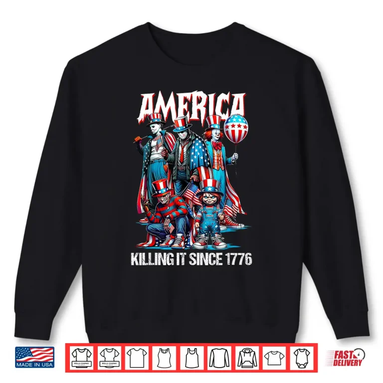 Sweatshirt Funny America Killing IT Since 1776 Horror Shirt