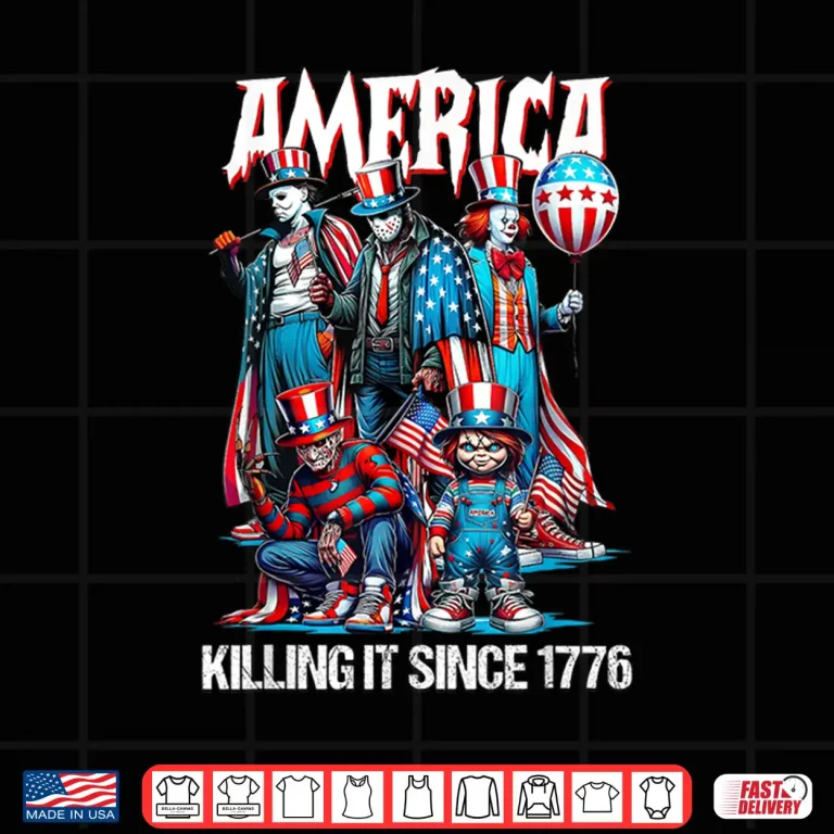Design Funny America Killing IT Since 1776 Horror Shirt