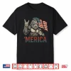 Bigfoot Merica Rock American Flag Patriotic Usa 4Th Of July Shirt
