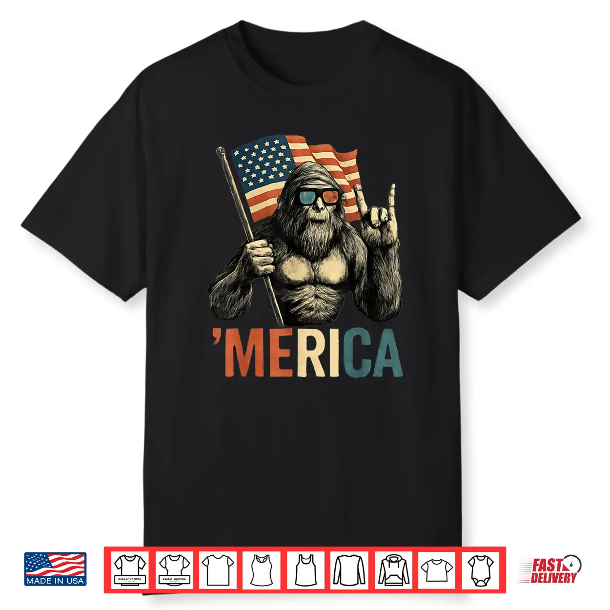 Bigfoot Merica American Flag Patriotic 4Th Of July Shirt Bigfoot Merica American Flag Patriotic 4Th Of July Shirt