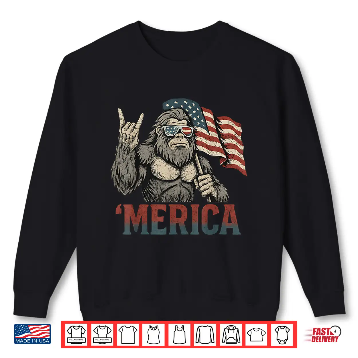 Bigfoot Merica Rock American Flag Patriotic Usa 4Th Of July Shirt Bigfoot Merica Rock American Flag Patriotic Usa 4Th Of July Shirt