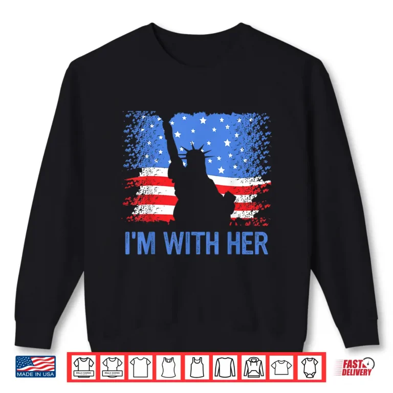 Sweatshirt 4th of July Im With Her USA American Flag Shirt