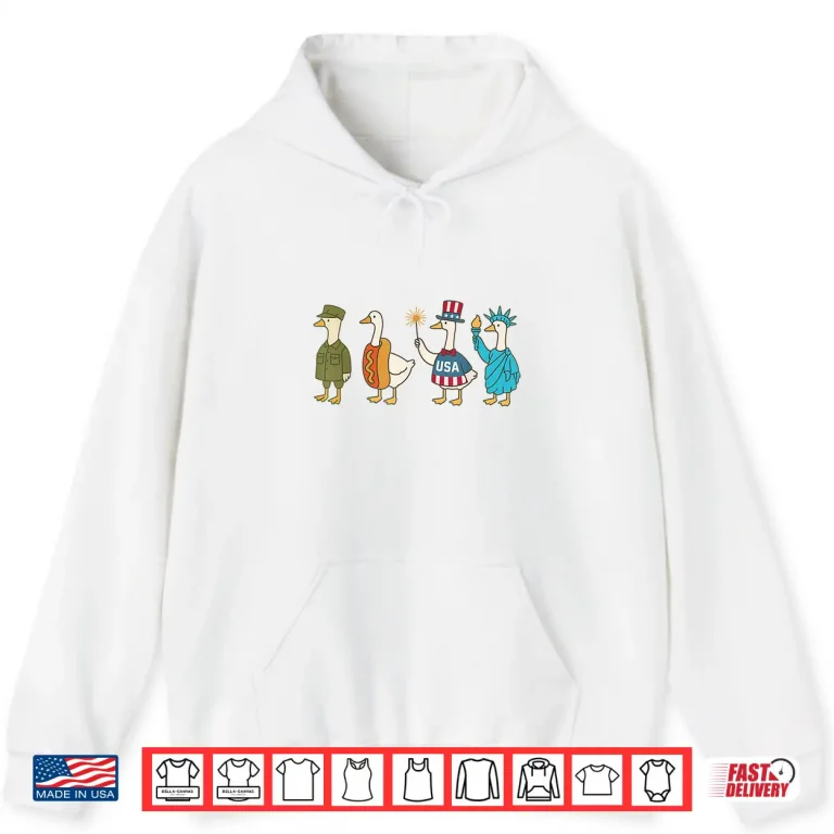 Hoodie Fourth of July Goose American Flag USA Memorial Day Shirt