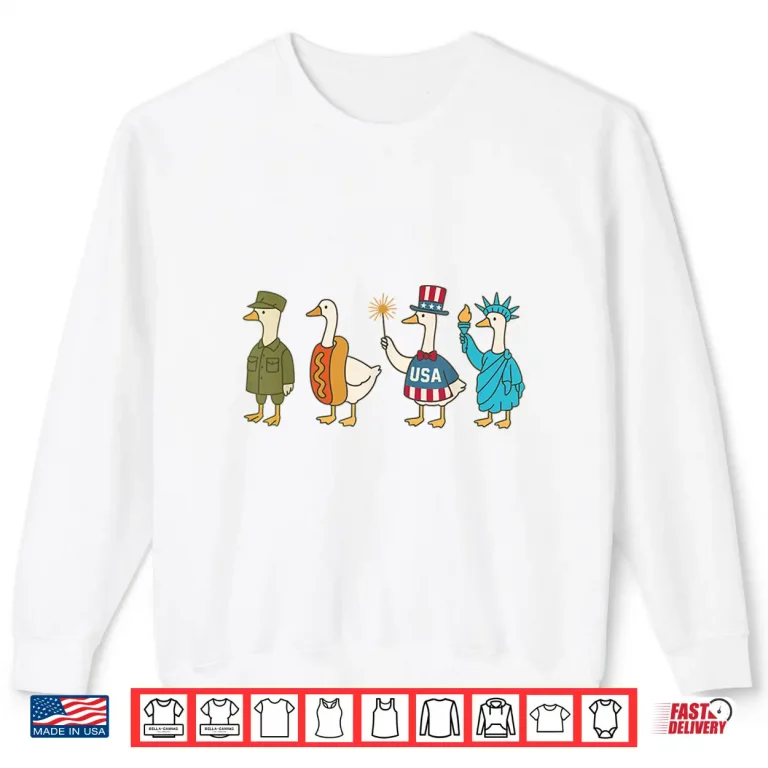 Sweatshirt Fourth of July Goose American Flag USA Memorial Day Shirt