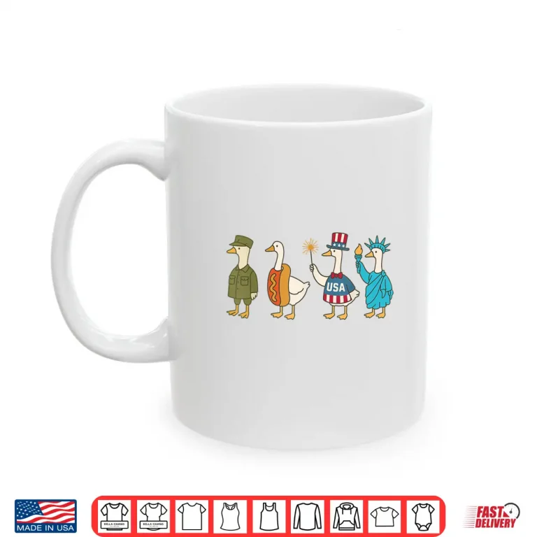 Mug Fourth of July Goose American Flag USA Memorial Day Shirt