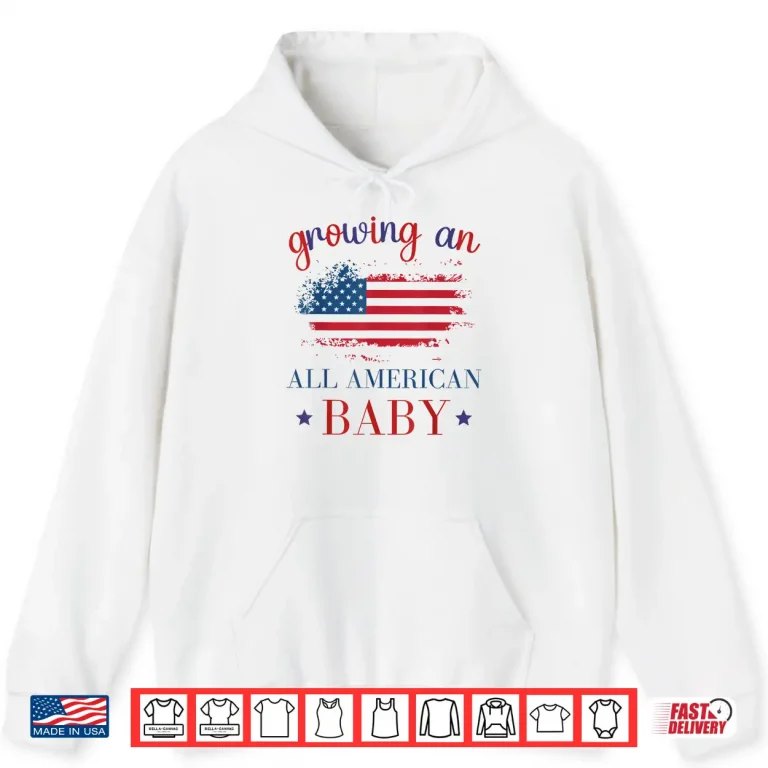 Hoodie Growing An All American Baby Pregnancy Announcement Shirt 1