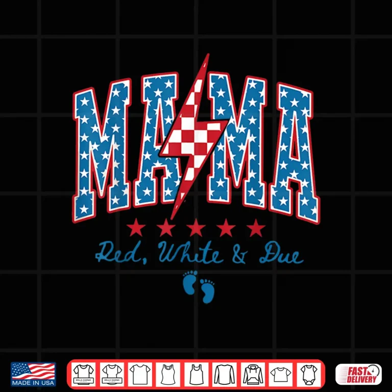 Design Mama Red White and Due 4th of July Pregnancy Announcement Shirt 1