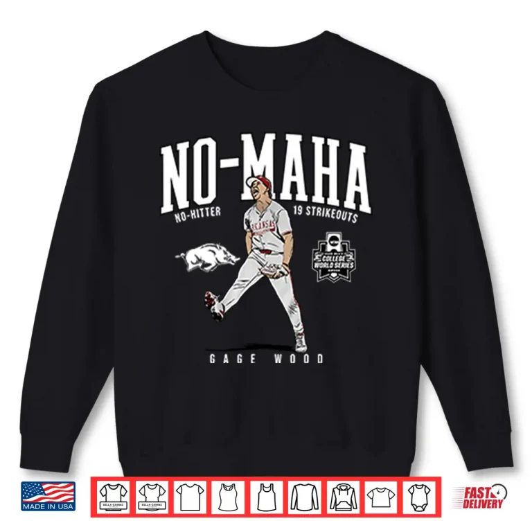 Sweatshirt Gage Wood NCAA College World Series No Hitter 19 Strikeouts Arkansas Razorbacks Shirt