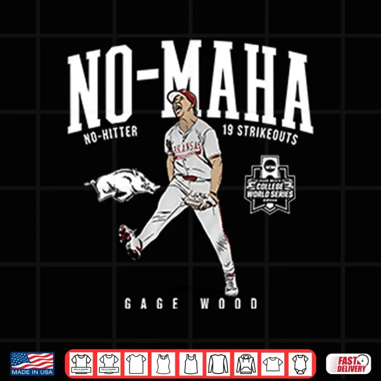 Design Gage Wood NCAA College World Series No Hitter 19 Strikeouts Arkansas Razorbacks Shirt