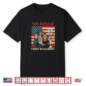 Vintage No Kings Fight Oligarchy Patriotic 4Th Of July Girl Shirt