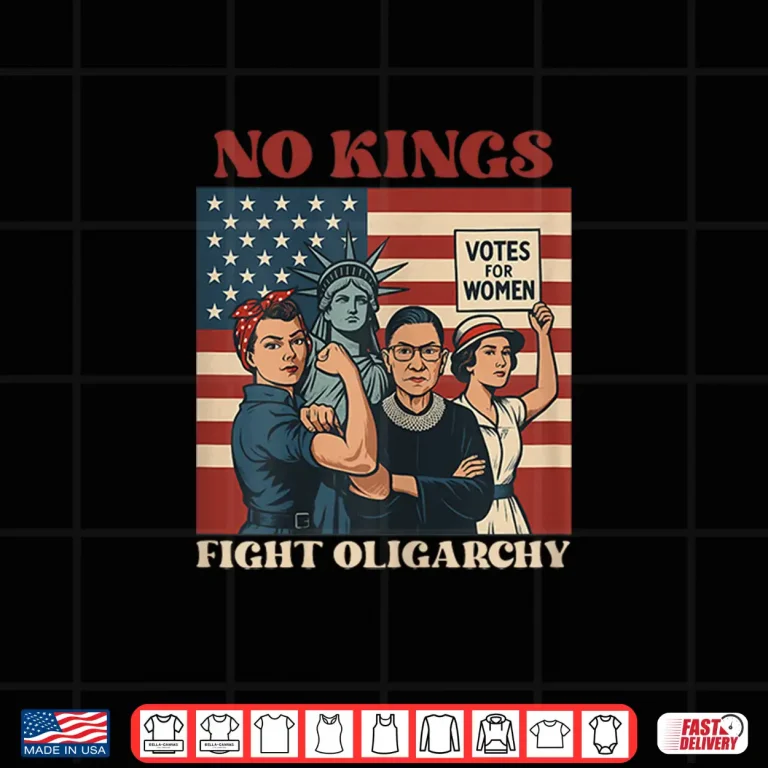 Design Vintage No Kings Fight Oligarchy Patriotic 4th Of July Girl Shirt