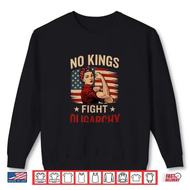 Sweatshirt Womens Vintage No Kings Fight Oligarchy Patriotic 4th Of July Shirt