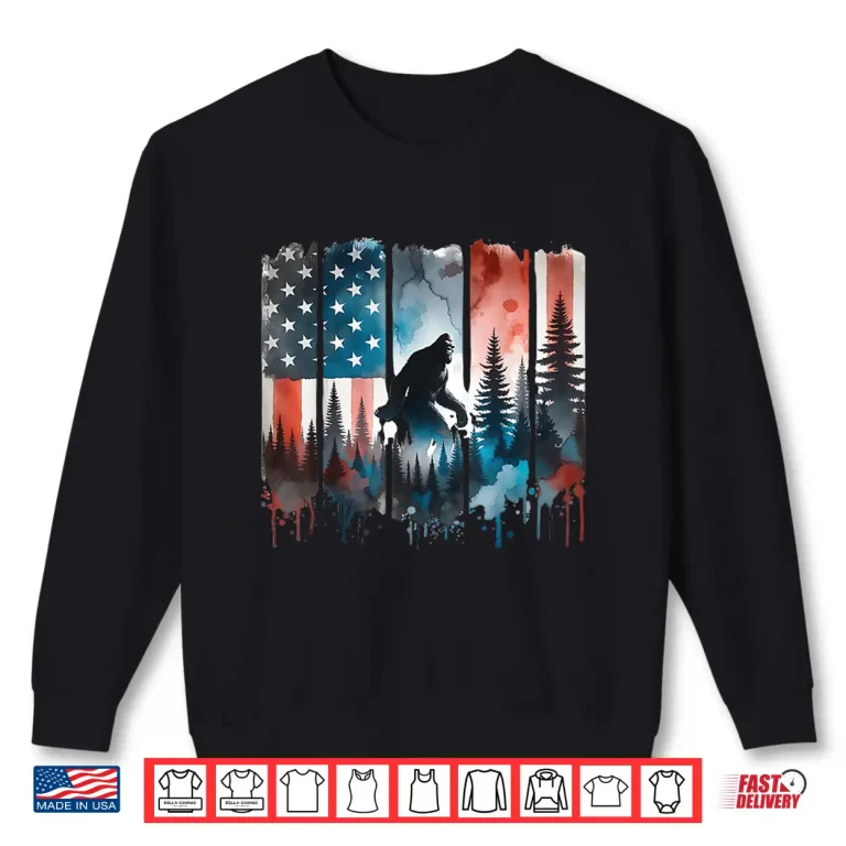 Sweatshirt Big Foot Bigfoot Sasquatch American Flag Patriotic 4th July Shirt