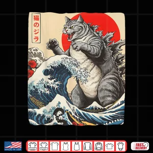 Design Catzilla Cat Japanese Art Funny Cat Shirt