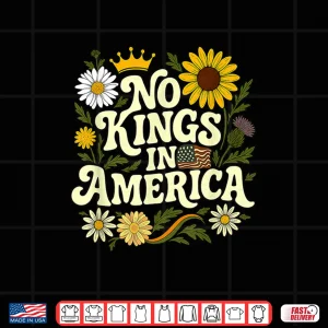 Design No King In American Retro Floral 70s Democracy Shirt