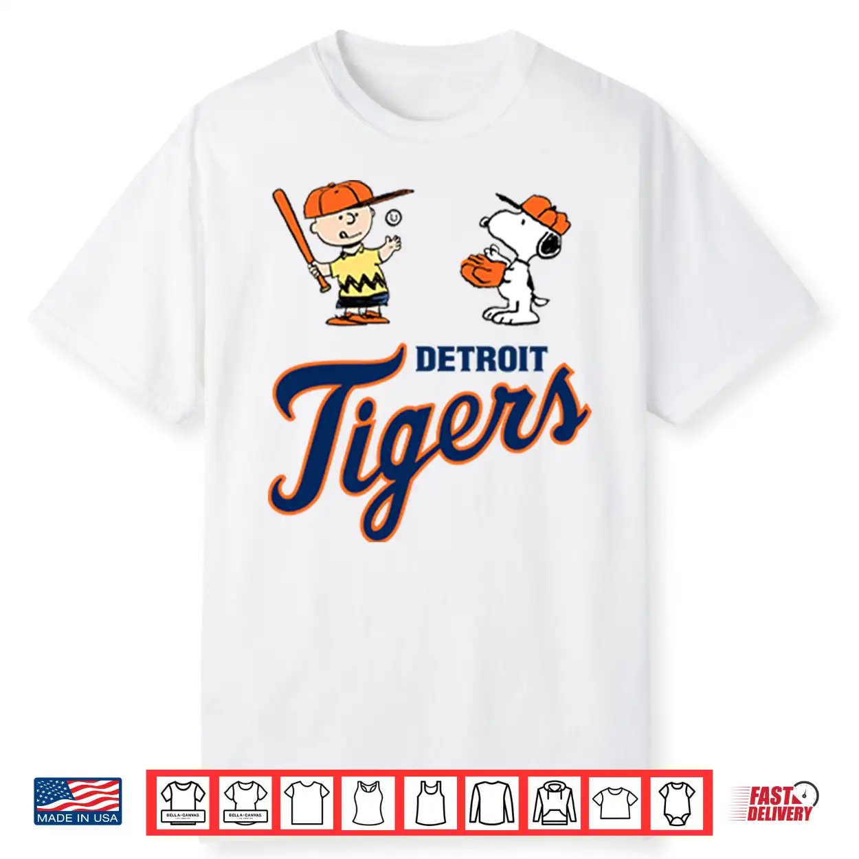 Peanuts Charlie Brown And Snoopy Detroit Tigers Shirt Peanuts Charlie Brown And Snoopy Detroit Tigers Shirt