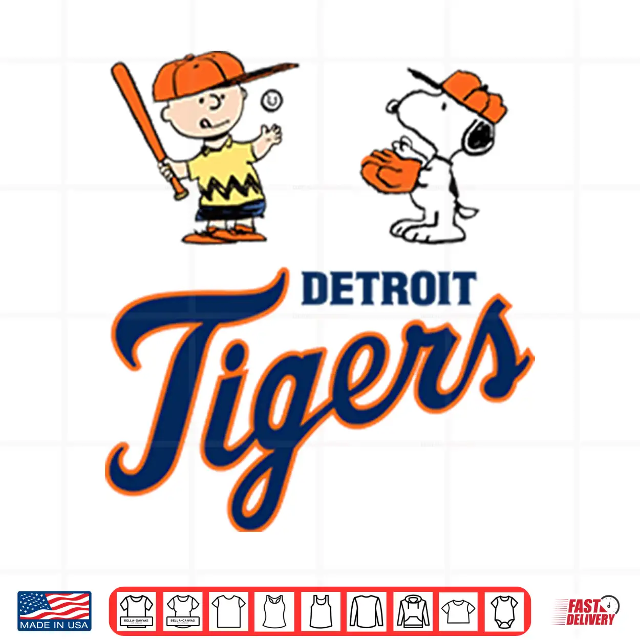 Peanuts Charlie Brown And Snoopy Detroit Tigers Shirt Peanuts Charlie Brown And Snoopy Detroit Tigers Shirt