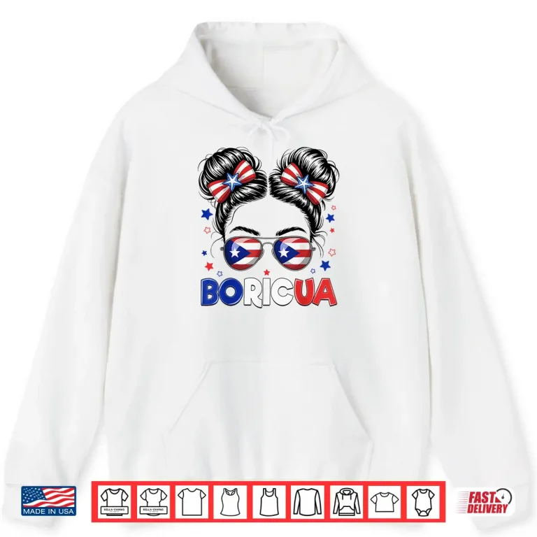 Hoodie Messy Bun Puerto Rican Boricua Puerto Rico Hispanic Heritage Shirt