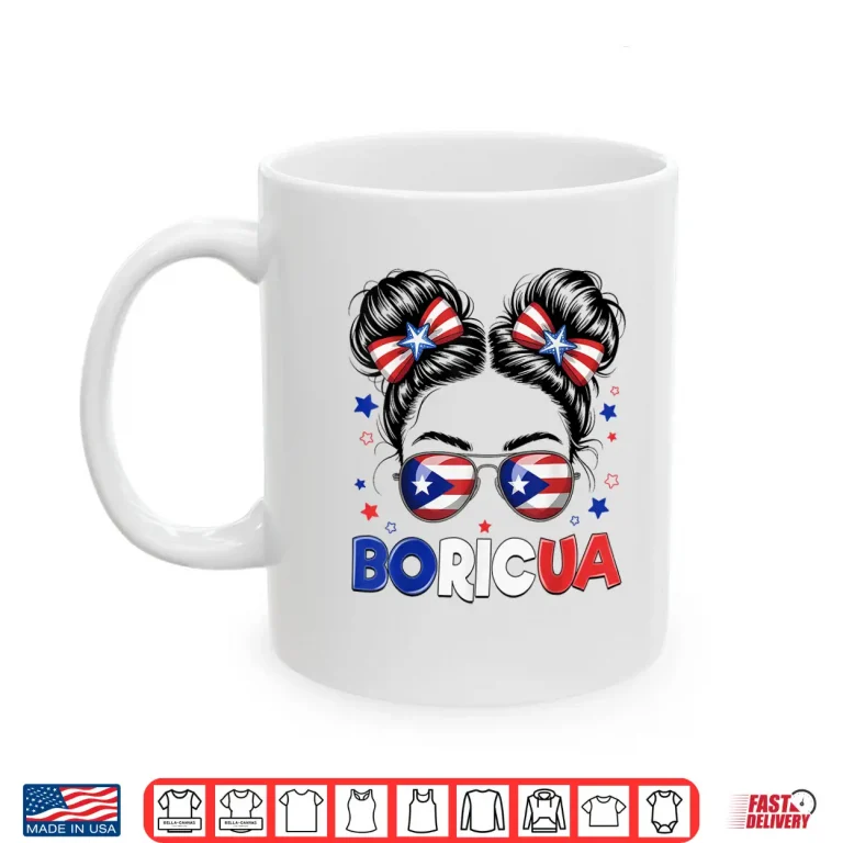 Mug Messy Bun Puerto Rican Boricua Puerto Rico Hispanic Heritage Shirt