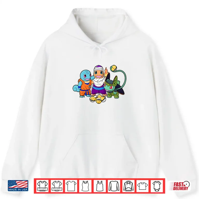 Hoodie Squirtle Goku Charmander Piccolo Bulbasaur Cell Dragon Ball x Pokemon Mashup Shirt