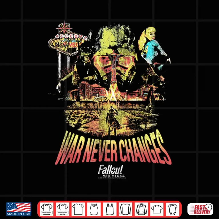 Design Fallout Video Game New Vegas War Never Changes Collage Shirt