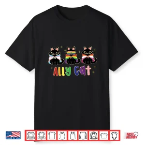 Ally Cat Rainbow Lgbt Pride Flag Gay Pride Month 2025 Shirt