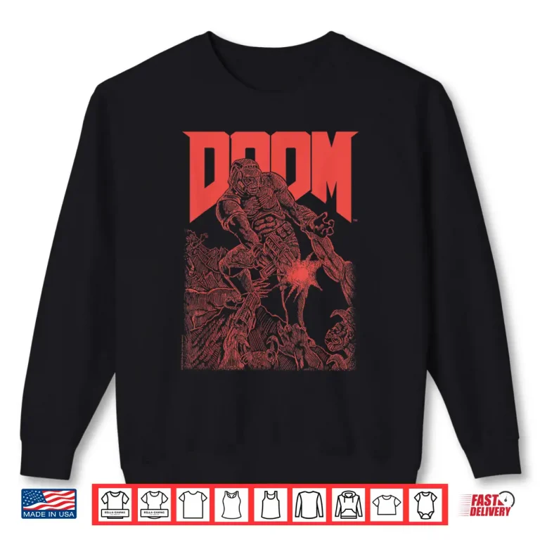 Sweatshirt DOOM Red Sketched Cover Art Retro Video Game Shirt
