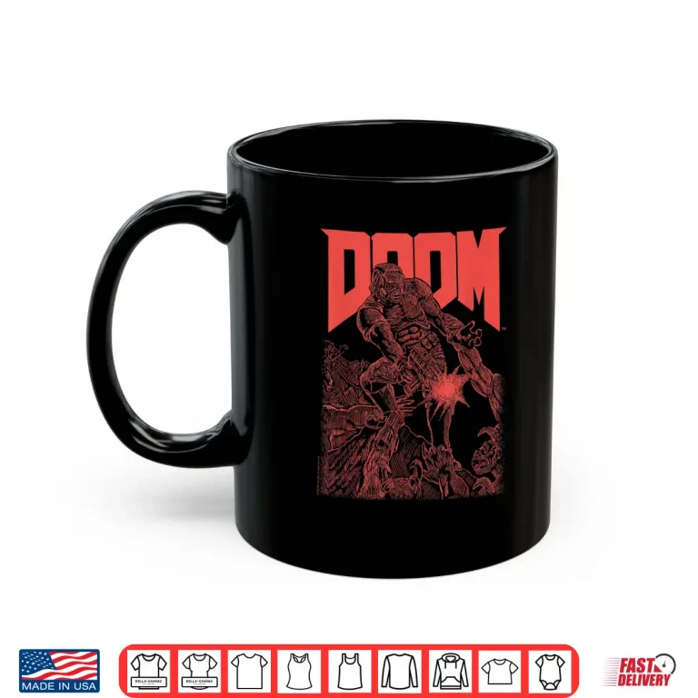 Mug DOOM Red Sketched Cover Art Retro Video Game Shirt