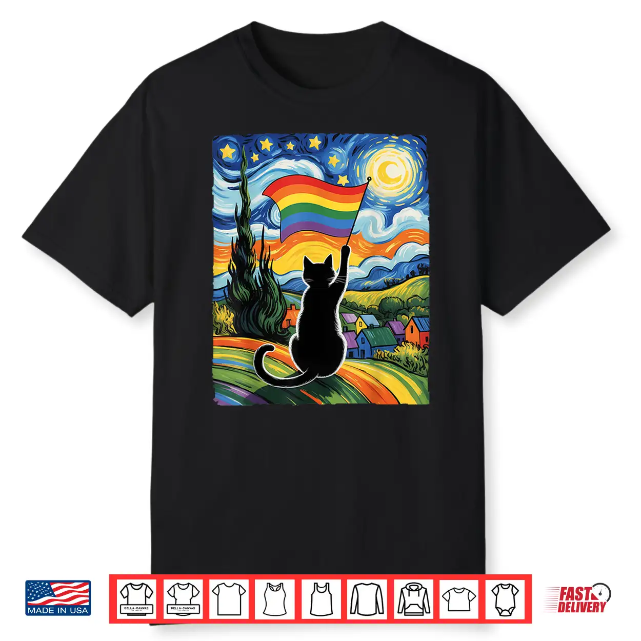 Gay Pride Cat Art Cat Starry Night Style Lgbtq Pride Support Shirt Gay Pride Cat Art Cat Starry Night Style Lgbtq Pride Support Shirt