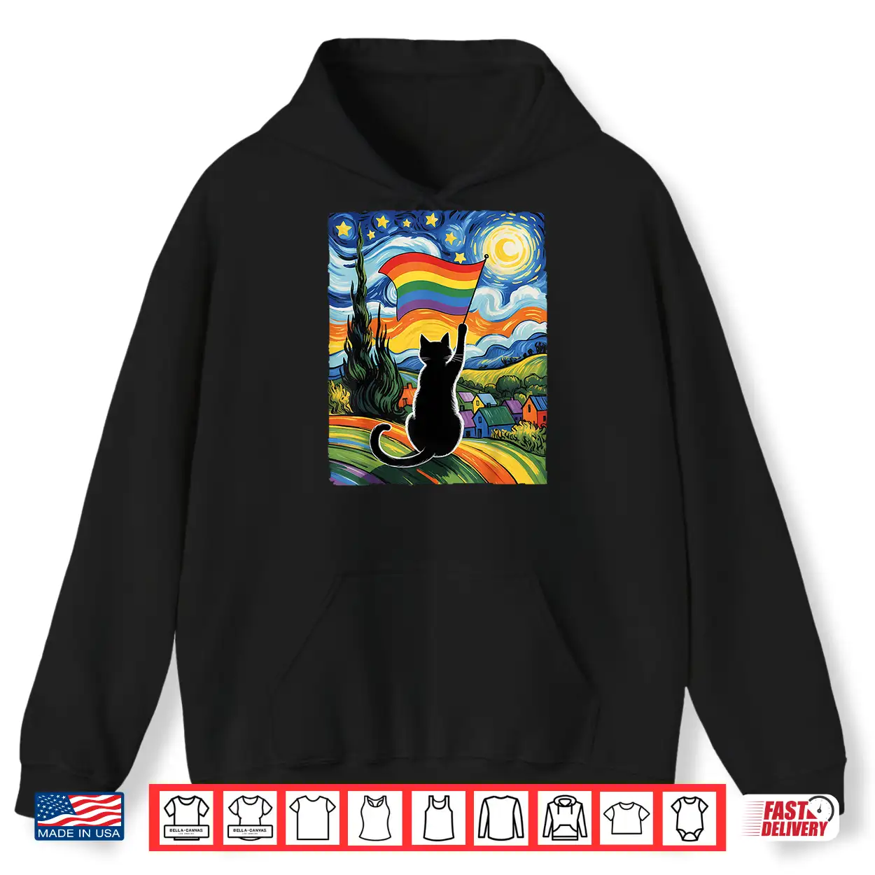 Gay Pride Cat Art Cat Starry Night Style Lgbtq Pride Support Shirt Gay Pride Cat Art Cat Starry Night Style Lgbtq Pride Support Shirt