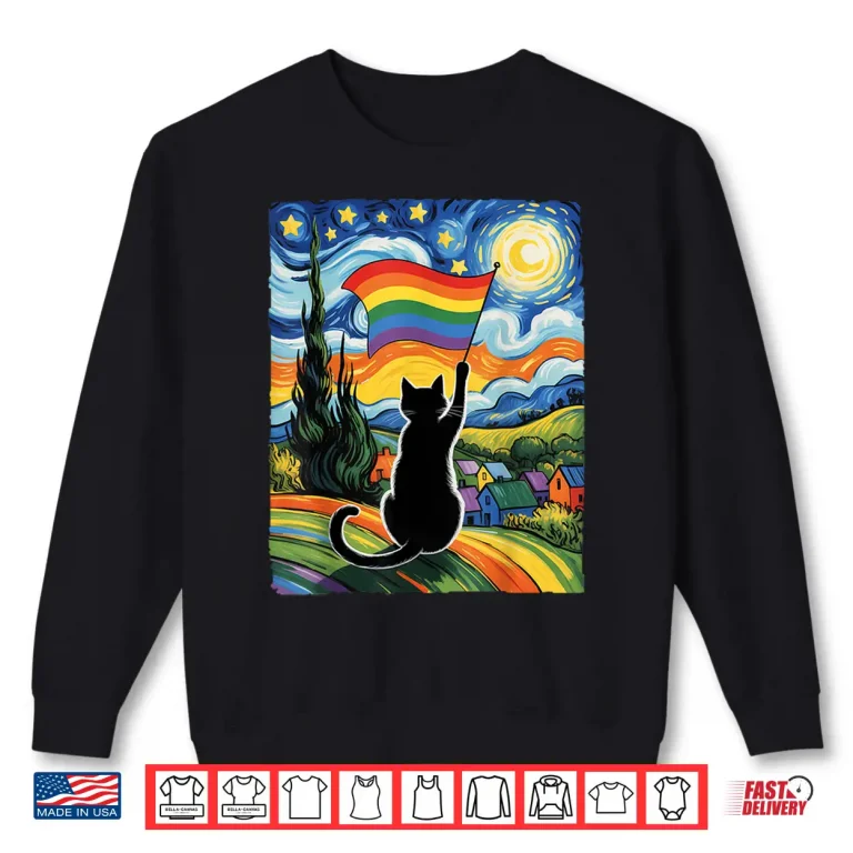 Gay Pride Cat Art Cat Starry Night Style Lgbtq Pride Support Shirt 2 Sweatshirt Gay Pride Cat Art Cat Starry Night Style LGBTQ Pride Support Shirt