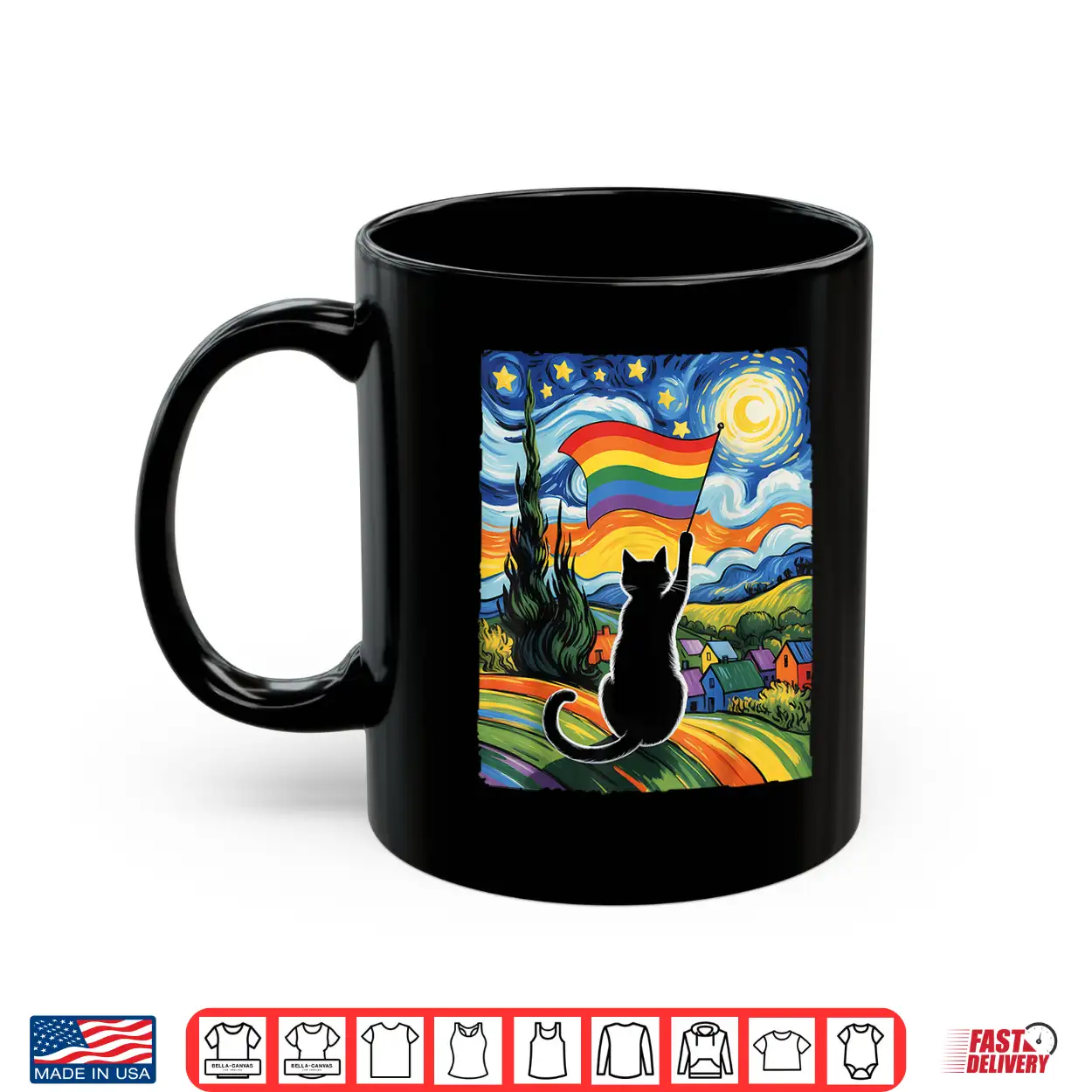 Gay Pride Cat Art Cat Starry Night Style Lgbtq Pride Support Shirt Gay Pride Cat Art Cat Starry Night Style Lgbtq Pride Support Shirt