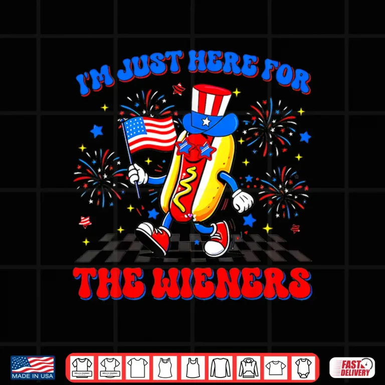 Design Im Just Here For The Wieners Hotdog Patriotic 4th Of July Shirt