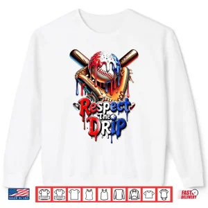 Sweatshirt Red White Blue Baseball Ice Cream Drip Youth Boys Baseball Shirt