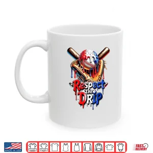 Mug Red White Blue Baseball Ice Cream Drip Youth Boys Baseball Shirt