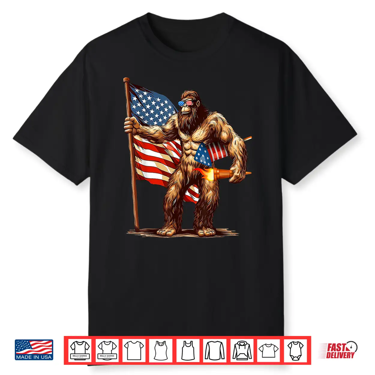 Bigfoot Fireworks 4Th Of July Sasquatch American Us Flag Shirt Bigfoot Fireworks 4Th Of July Sasquatch American Us Flag Shirt