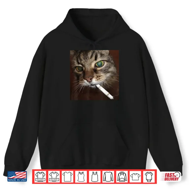 Hoodie Cat Meme Cat Smoking Cigarette Shirt 3