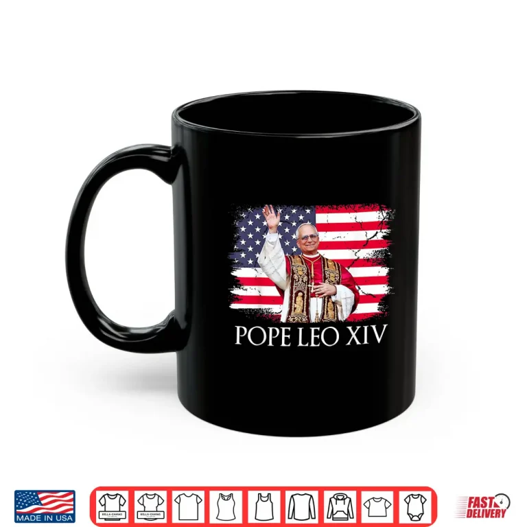 Mug New Pope Leo XIV Robert American Flag Shirt