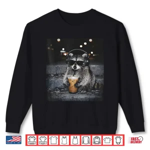 Sweatshirt Raccoon Drinking Iced Coffee Funny Animal Meme Men Women Shirt 3