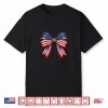 Usa Patriotic Red White And Blue Bow Design Shirt