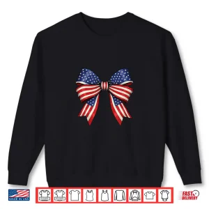 Sweatshirt Usa Patriotic Red White And Blue Bow Design Shirt 3