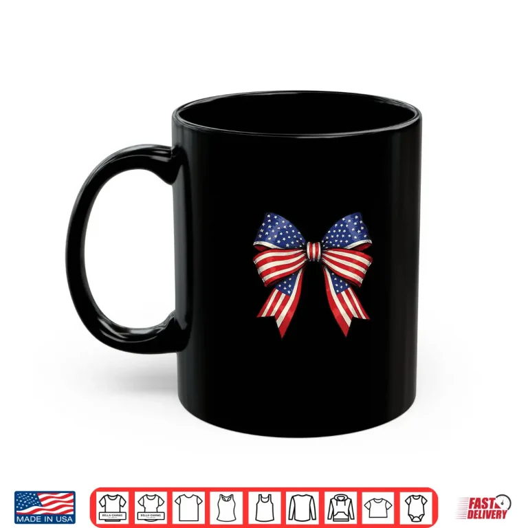 Mug Usa Patriotic Red White And Blue Bow Design Shirt 3