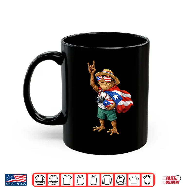 Mug Funny Puerto Rico Coqui Frog Funny Football Shirt