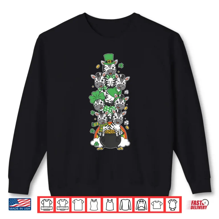 Sweatshirt Funny Zebra Clover St Patricks Day Womens Mens Kids Shirt 1