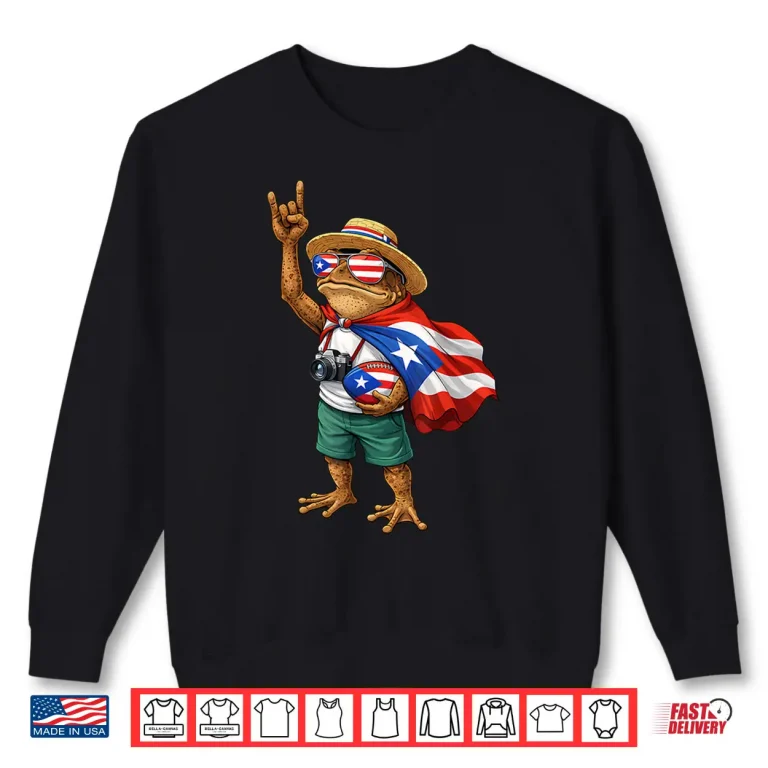 Sweatshirt Funny Puerto Rico Coqui Frog Funny Football Shirt 1