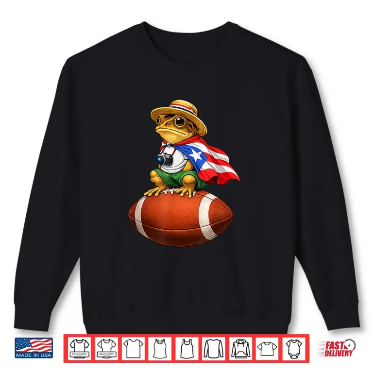 Puerto Rico Coqui Frog Funny Puerto Rican Boricua Football Shirt 2 Sweatshirt Puerto Rico Coqui Frog Funny Puerto Rican Boricua Football Shirt