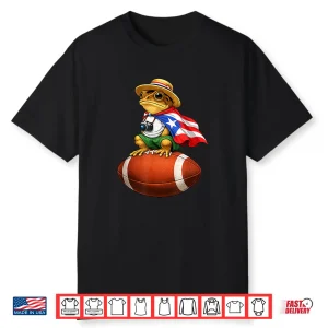 Puerto Rico Coqui Frog Funny Puerto Rican Boricua Football Shirt
