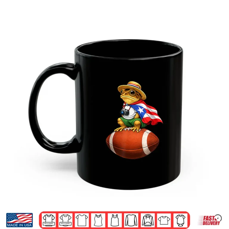 Puerto Rico Coqui Frog Funny Puerto Rican Boricua Football Shirt 2 Mug Puerto Rico Coqui Frog Funny Puerto Rican Boricua Football Shirt 1