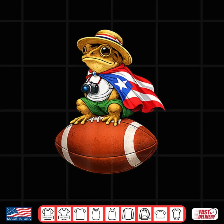 Puerto Rico Coqui Frog Funny Puerto Rican Boricua Football Shirt 3 Design Puerto Rico Coqui Frog Funny Puerto Rican Boricua Football Shirt 1